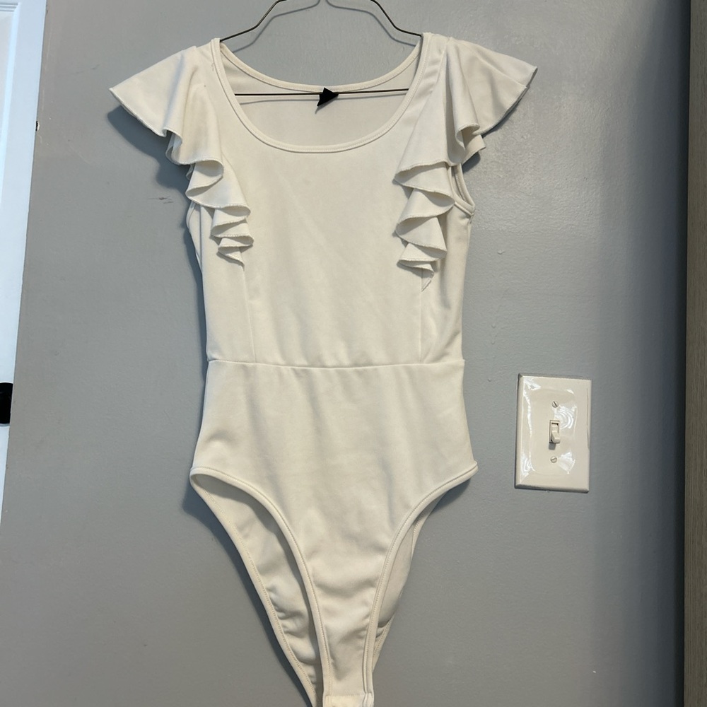 Shein white One Piece with Ruffle Sleeves size XS